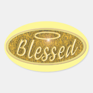 Blessed Shiny Nostalgia Halo Slogan Fun Oval Stick Sticker
