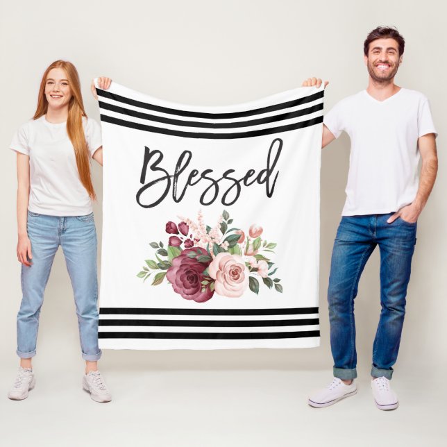 Blessed - Simple Saying Floral Fleece Blanket (In Situ)