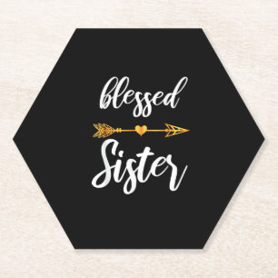 Blessed Sister Shirt Girls Women Family Thanksgivi Paper Coaster