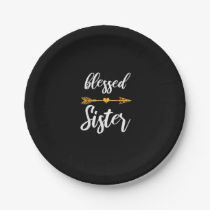 Blessed Sister Shirt Girls Women Family Thanksgivi Paper Plate