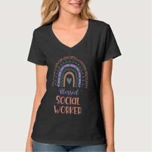 Blessed Social Worker Back To School Boho Rainbow T-Shirt