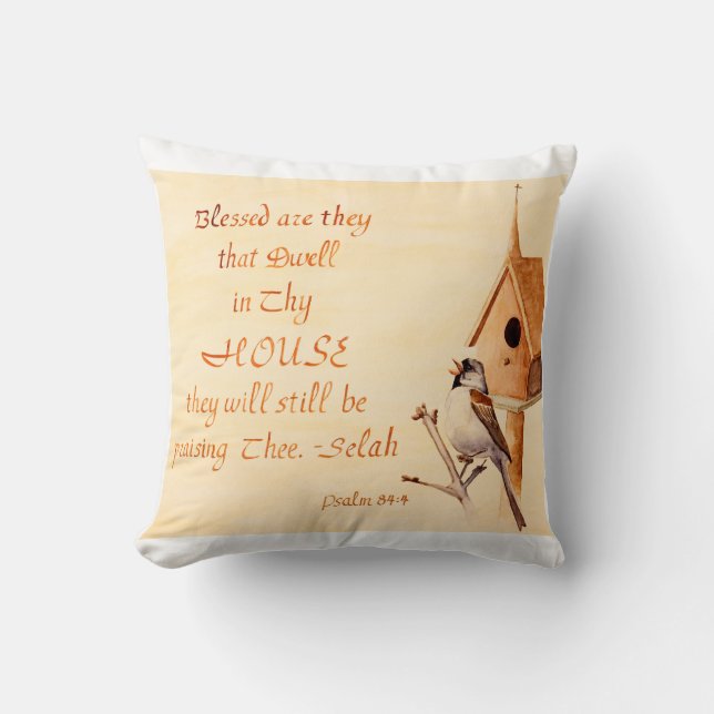 Blessed Sparrow Scripture Verse Pillow (Front)