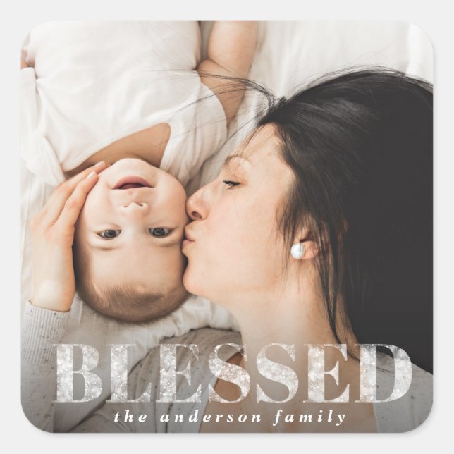 Blessed stars holiday photograph square sticker (Front)