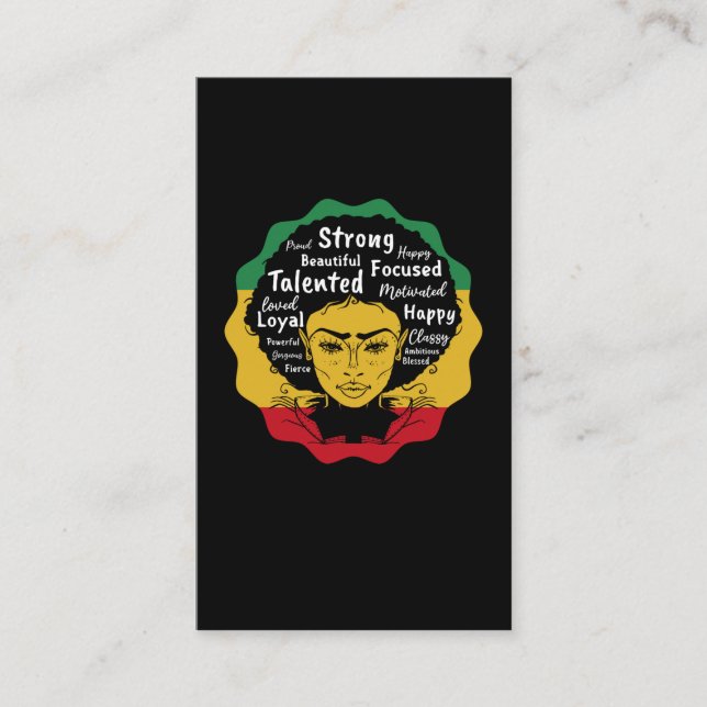 Blessed Strong Afro Women Business Card (Front)