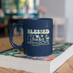 Blessed Teacher Back to School Design Two-Tone Coffee Mug