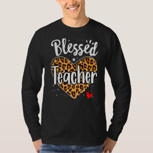 Blessed Teacher Leopard Heart Kindergarten Prescho T-Shirt