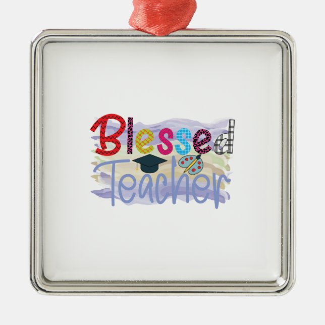 Blessed Teacher Metal Tree Decoration (Front)