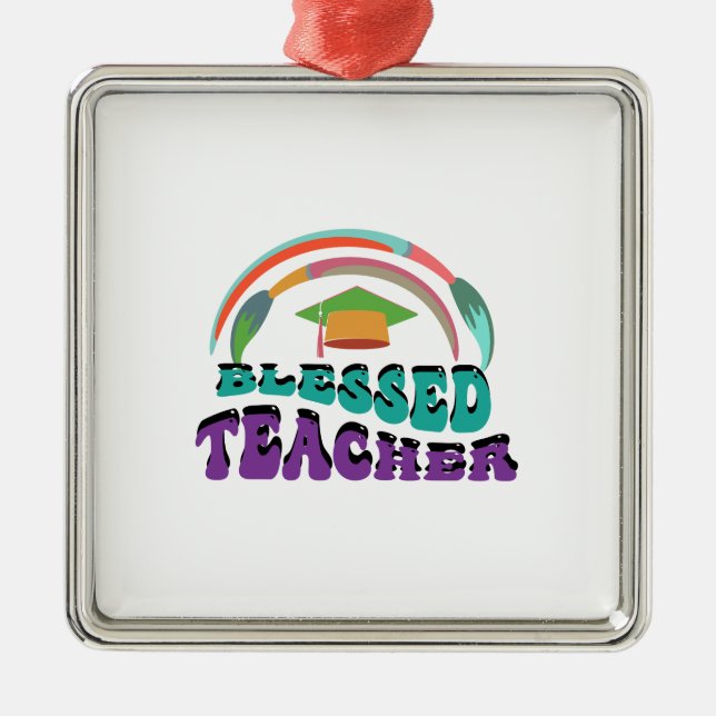 Blessed Teacher Metal Tree Decoration (Front)
