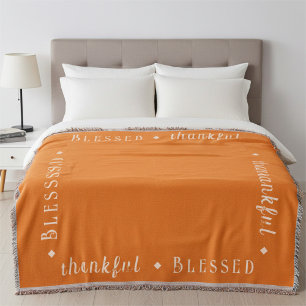 "Blessed" & "thankful" Custom Typography on Bamboo Throw Blanket