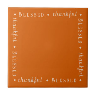 "Blessed" & "thankful" Custom Typography on Bamboo Tile
