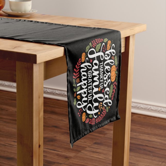 Blessed Thankful Family Thanksgiving Dinner Short Table Runner (In Situ)