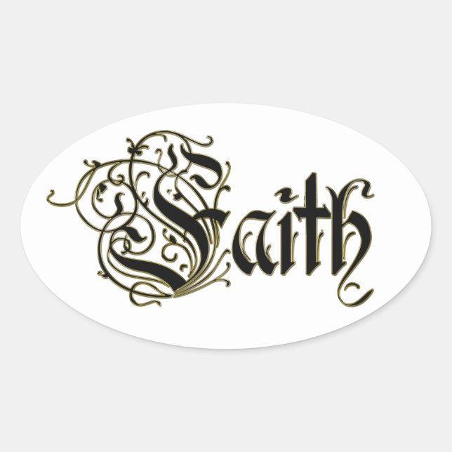 Blessed thankful gold Christian faith cross jesus Oval Sticker (Front)