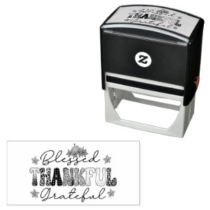 Blessed Thankful Grateful Typography Self-inking Stamp