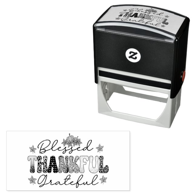 Blessed Thankful Grateful Typography  Self-inking Stamp (In Situ)