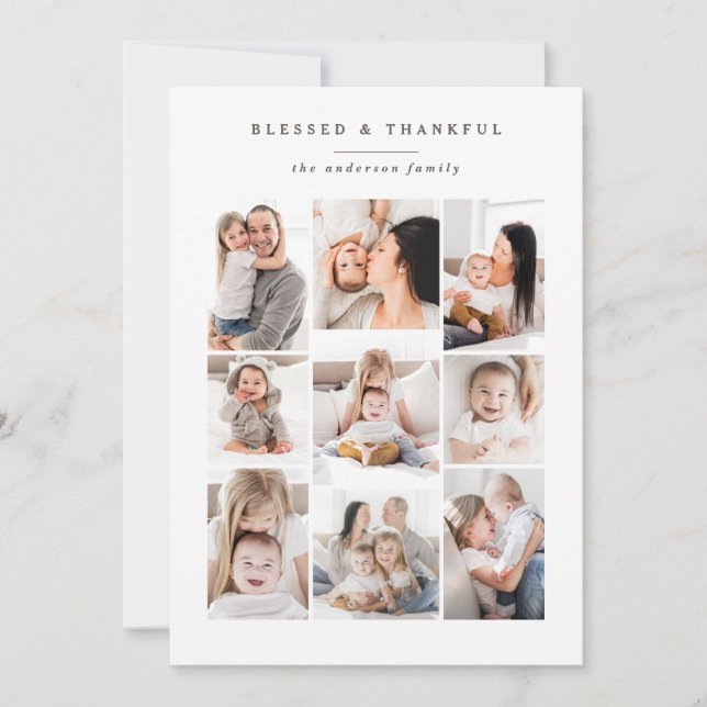 Blessed & Thankful multi photo holiday card (Front)
