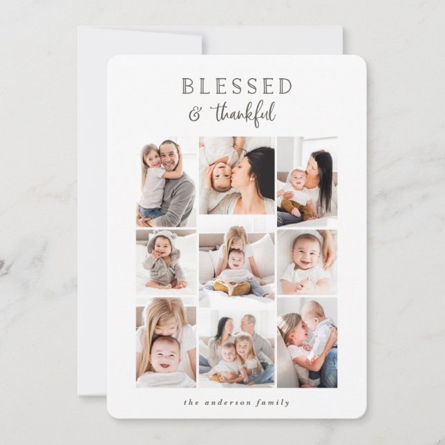 Blessed & Thankful multi photo holiday card (Front)