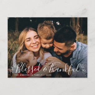 BLESSED & THANKFUL   Photo Thanksgiving Postcard