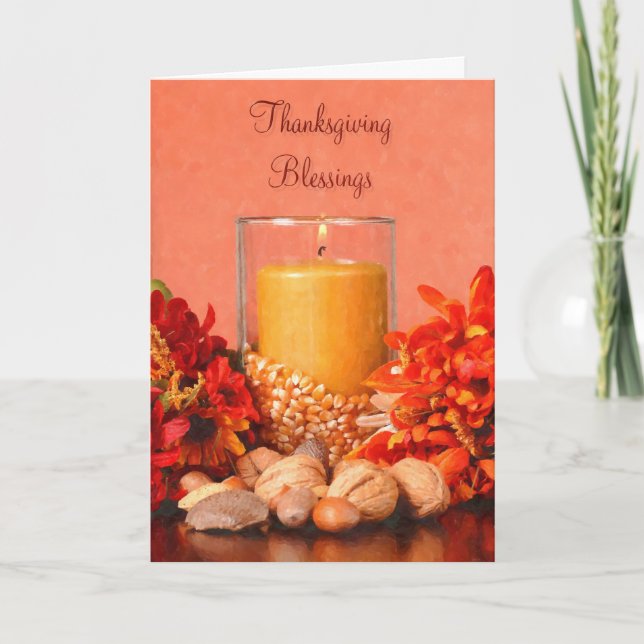 Blessed Thanksgiving Centerpiece Holiday Card (Front)