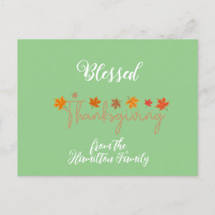 Blessed Thanksgiving Charming Calligraphy Holiday Postcard