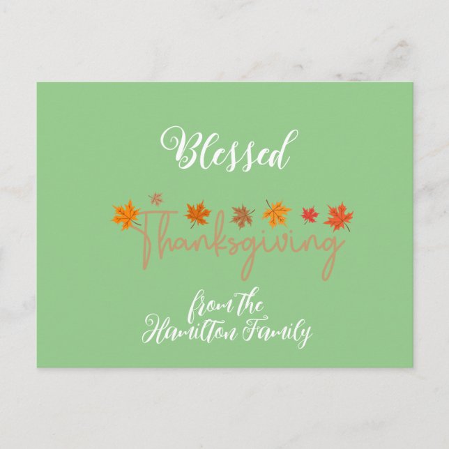 Blessed Thanksgiving Charming Calligraphy Holiday Postcard (Front)