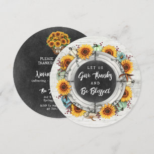 Blessed Thanksgiving Fall Sunflowers Family Dinner Invitation