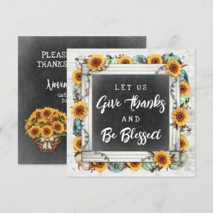 Blessed Thanksgiving Fall Sunflowers Family Dinner Invitation