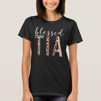 Blessed Tia Aunt Cute Leopard Print T-Shirt