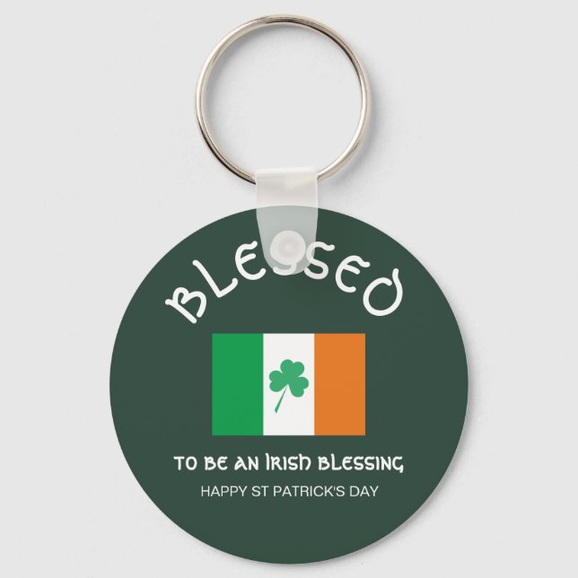 BLESSED TO BE A BLESSING Irish Flag Key Ring (Front)