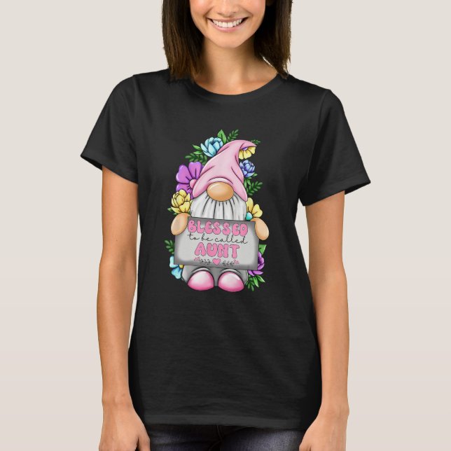 Blessed To Be Called Aunt Gnome Cute Girl Mothers  T-Shirt (Front)
