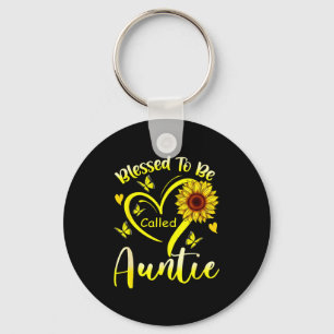 Blessed to be called auntie sunflower floral key ring