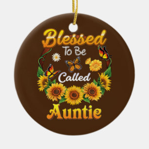 Blessed To Be Called Auntie Sunflower Mothers Day Ceramic Tree Decoration