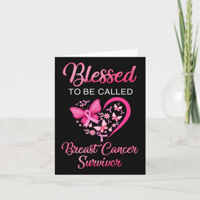 Blessed To Be Called Breast Cancer Survivor Pink B Card (Front)