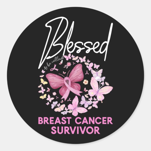 Blessed To Be Called Breast Cancer Survivor Pink B Classic Round Sticker (Front)
