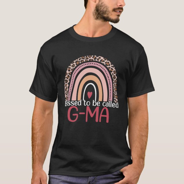 Blessed To Be Called G Ma Rainbow Leopard Print Mo T-Shirt (Front)