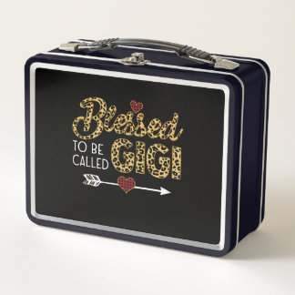 Blessed To Be Called Gigi Leopart Red Plaid Metal Lunch Box