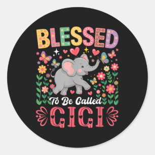 Blessed To Be Called Gigi Mothers Day Elephant Flo Classic Round Sticker