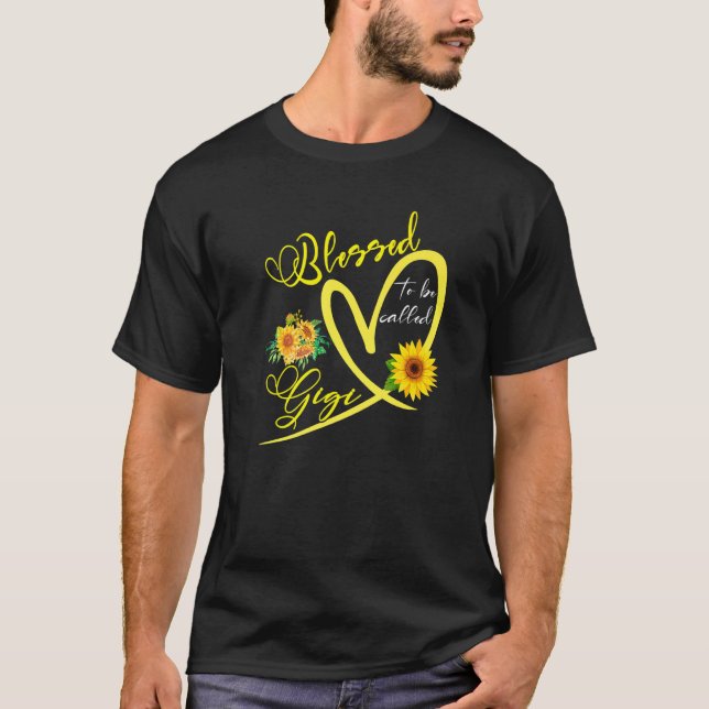 Blessed To Be Called Gigi Sunflower Heart Mothers  T-Shirt (Front)
