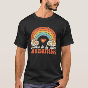 Blessed To Be Called Godmother Groovy Rainbow Moth T-Shirt
