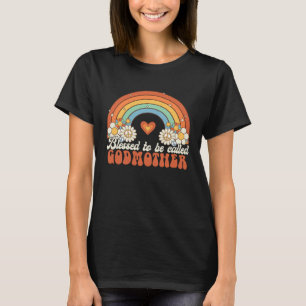 Blessed To Be Called Godmother Groovy Rainbow Moth T-Shirt