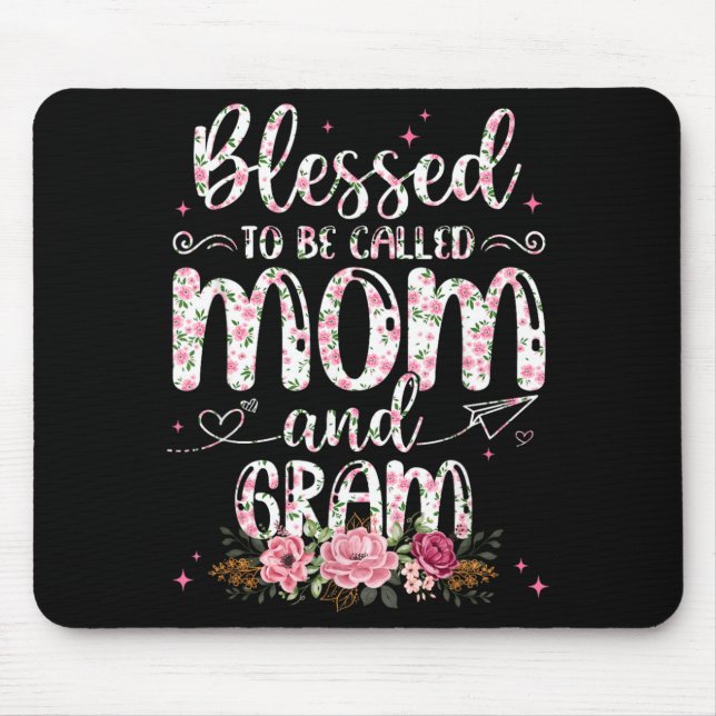Blessed to Be Called Gram Flower Lovers Mothers Mouse Mat (Front)