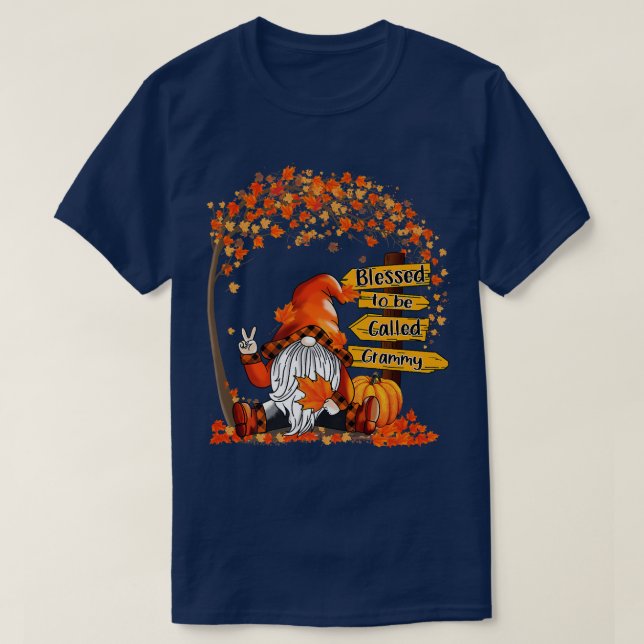 Blessed To Be Called Grammy Gnome Fall Autumn Than T-Shirt (Design Front)