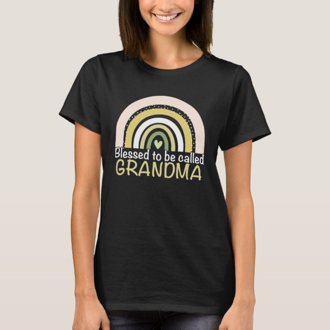 Blessed To Be Called Grandma Boho Rainbow Cute Mot T-Shirt (Front)