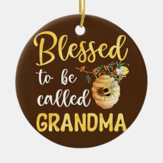 Blessed To Be Called Grandma Cute Bee Mother's Ceramic Tree Decoration