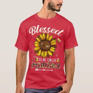 Blessed To Be Called Grandma Funny Leopard Sunflow T-Shirt