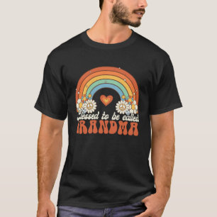 Blessed To Be Called Grandma Groovy Rainbow Mother T-Shirt