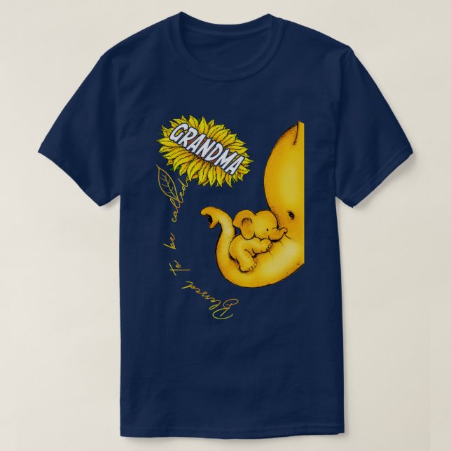 Blessed To Be Called Grandma Sunflower Elephant Mo T-Shirt (Design Front)