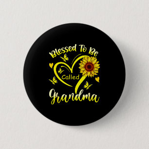 Blessed to be called grandma sunflower floral 6 cm round badge