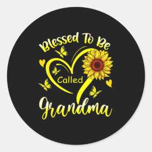 Blessed to be called grandma sunflower floral classic round sticker