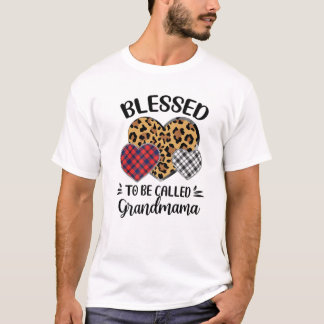 Blessed To Be Called Grandmama Cute Leopard Hearts T-Shirt