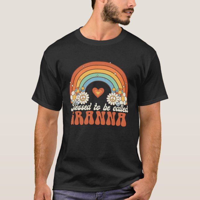 Blessed To Be Called Granna Groovy Rainbow Mothers T-Shirt (Front)